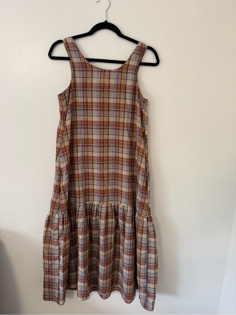 Vintage Y2K Plaid Tiered Midi Dress Size 7/8 Fairygrunge Whimsical Boho - Picture 10 of 11